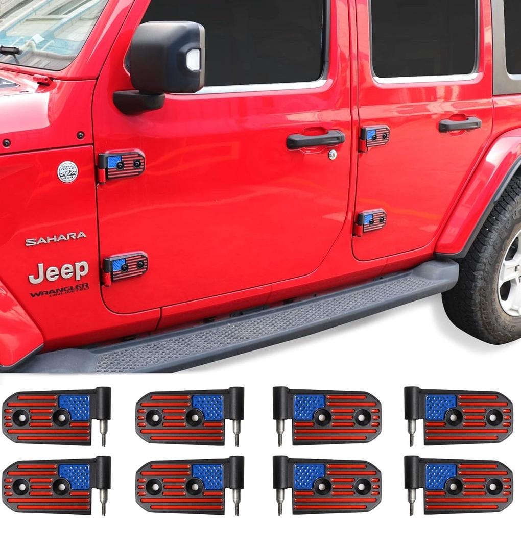 9ZM3-SUKEMICHI DOOR HINGES FOR JEEP WRANGLER 18-23 JL JLU SPORTS SAHARA RUBICON GLADIATOR JT ACCESSORIES 4DR 8PC