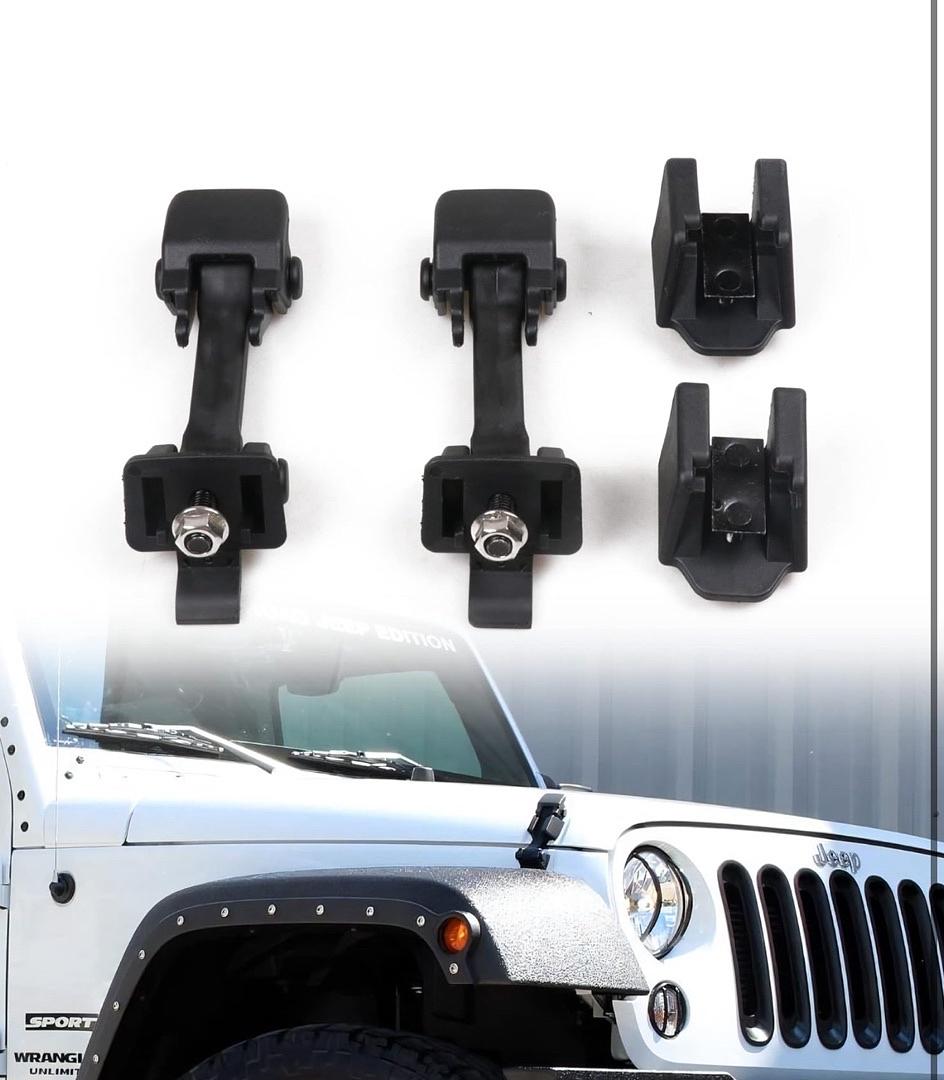 HOOD LATCHES , ORIGINAL FACTORY FIT FOR 07-17 JEEP WRANGLER JK UNLIMITED RUBICON SAHARA SPORTS ACCESSORIES BLACK
