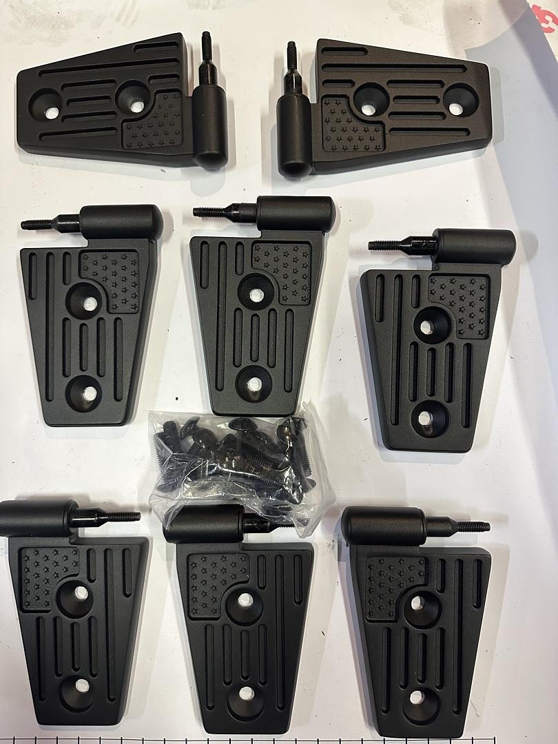 DOOR HINGE KIT 18-24 JEEP WRANGLER JL JLU & GLADIATOR JT UNLIMITED RUBICON SAHARA SPORTS ACCESSORIES ALUMINUM ALLOY , BLACK 8PC