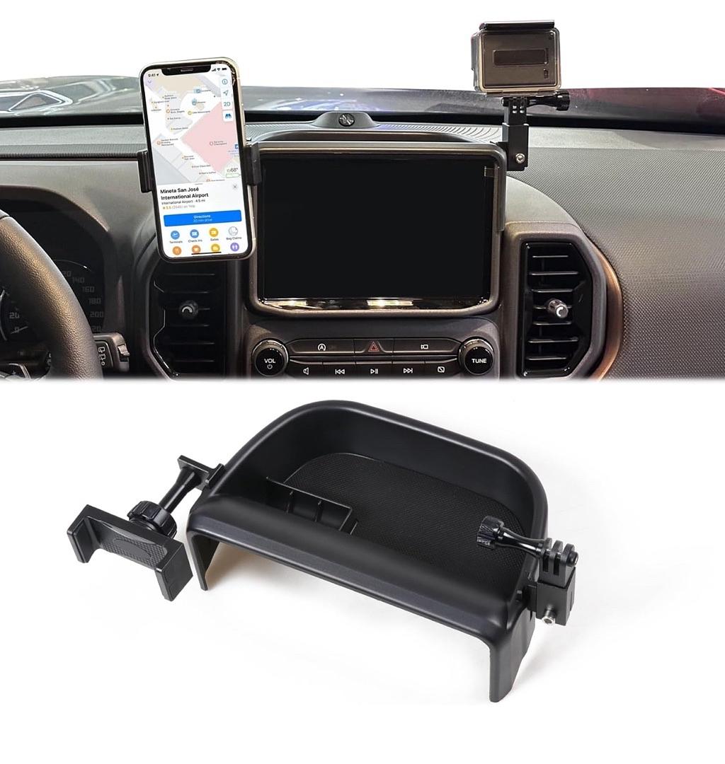 TSLX DASH CELL PHONE MOUNT HOLDER FOR 21-24 NEW FORD BRONCO SPORT INTERIOR ACCESSORIES AND GOPRO CAMARA CENTER CONSOLE ORGANIZER STORAGE TREY