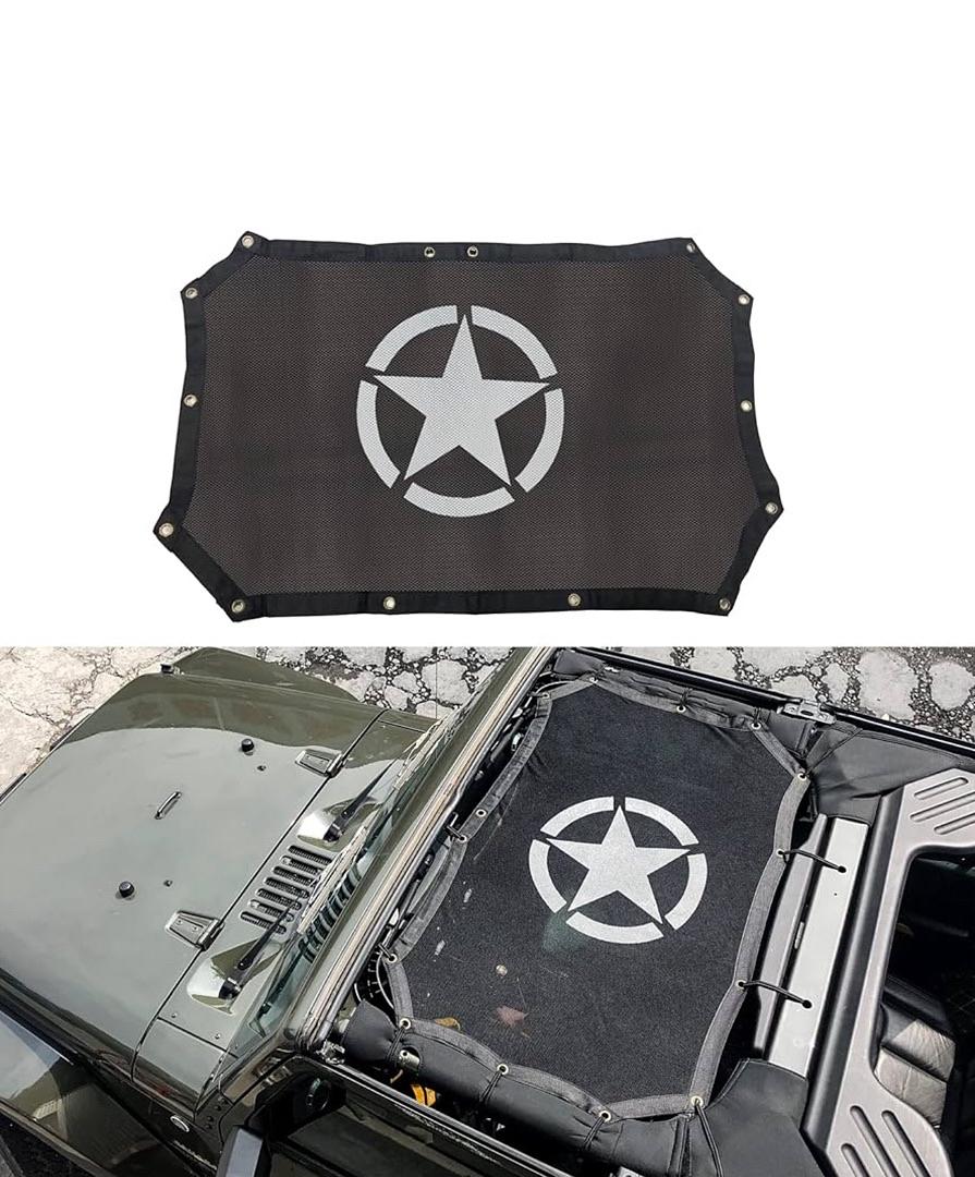 8XST - FULL MESH SUNSHADE TOP COVER , PROVIDES UV SUN PROTECTION FOR JEEP WRANGLER JK & JKU 07-17 2DR - STAR