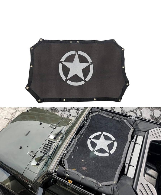 8XST - FULL MESH SUNSHADE TOP COVER , PROVIDES UV SUN PROTECTION FOR JEEP WRANGLER JK & JKU 07-17 2DR - STAR