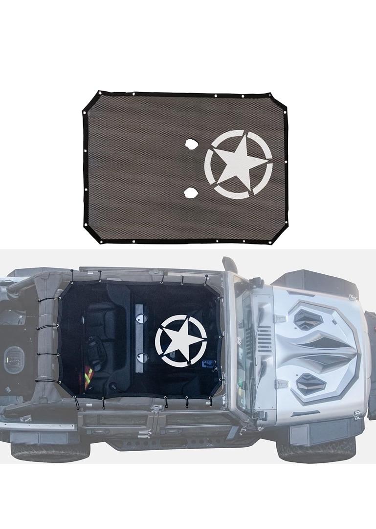 2BQ3- FULL MESH SUNSHADE TOP COVER , POLYESTER PROVIDES UV PROTECTION FOR JEEP WRANGLER 07-17 4DR STAR