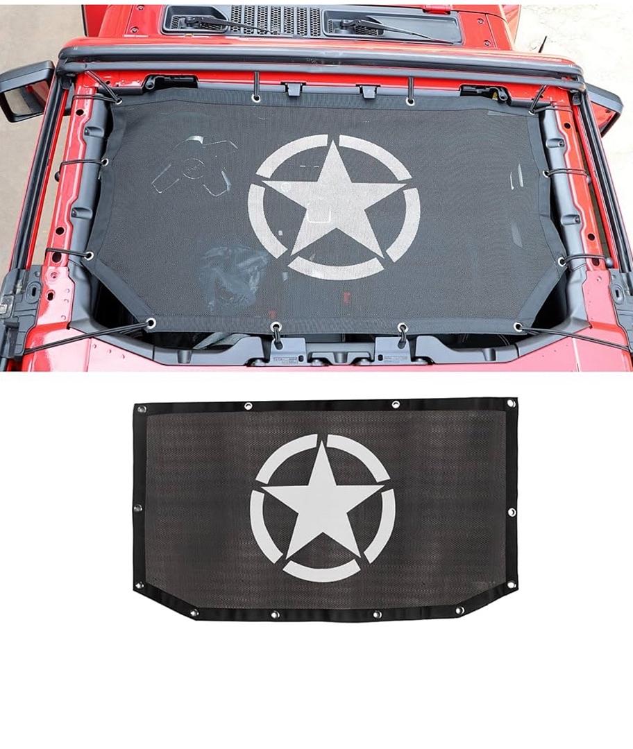 07FL- SUNSHADE TOP COVER FOR JEEP WRANGLER 18-23 JL JLU 2DR AND 4DR FRONT ONLY TOP MESH SUNSHADE NET UV PROTECTION