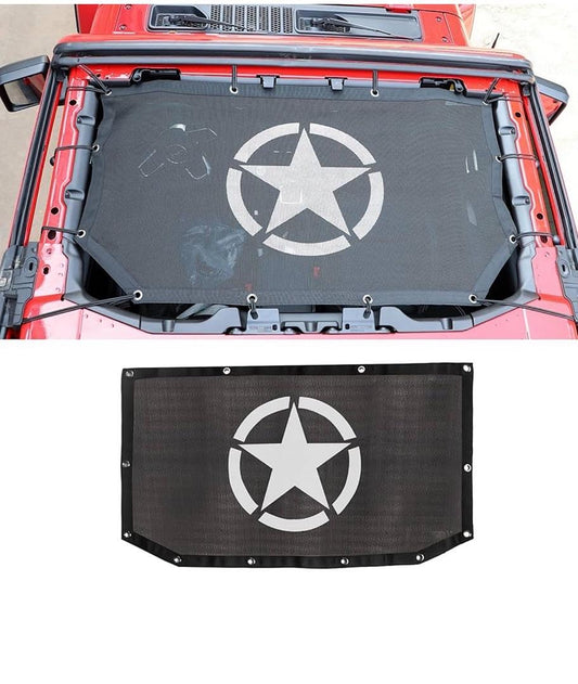 07FL- SUNSHADE TOP COVER FOR JEEP WRANGLER 18-23 JL JLU 2DR AND 4DR FRONT ONLY TOP MESH SUNSHADE NET UV PROTECTION