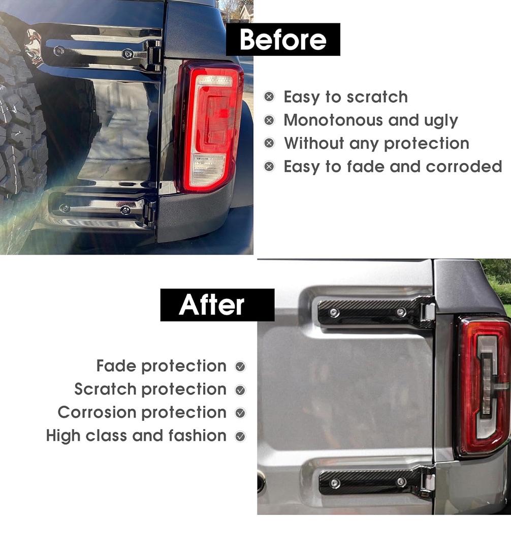 REAR DOOR TAILGATE HINGE COVER TRIM EXTERIOR ACCESSORIES DECORATION 21-24 FORD BRONCO 2DR/4DR SPARE TIRE BRACKET COVER 2 PIECE