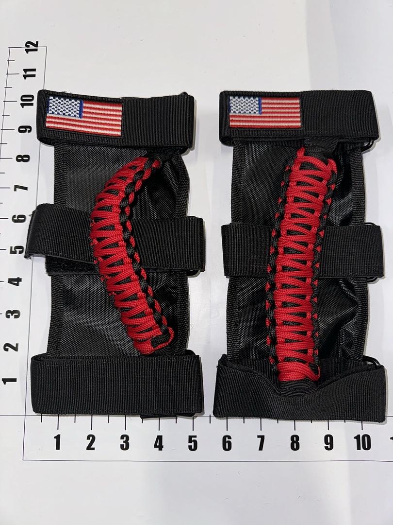 BESTAOO 2 X ROLL BAR GRAB HANDLES PARACORD GRIP HANDLE FOR JEEP WRANGLER YJ TJ JK JL & GLADIATOR JT 1955-2024 UTV ATV, FIT FOR 2 TO 4-INCH ROLL BARS, UPGRADE METAL BUCKLE RED