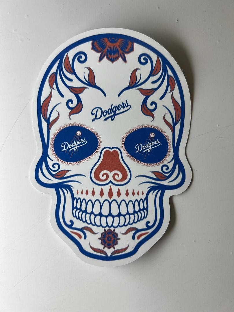 Dia De Los Muertos Dodgers Skull Blue Vinyl Sticker