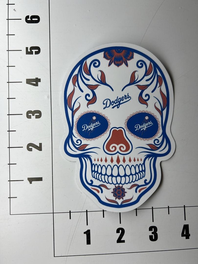 Dia De Los Muertos Dodgers Skull Blue Vinyl Sticker