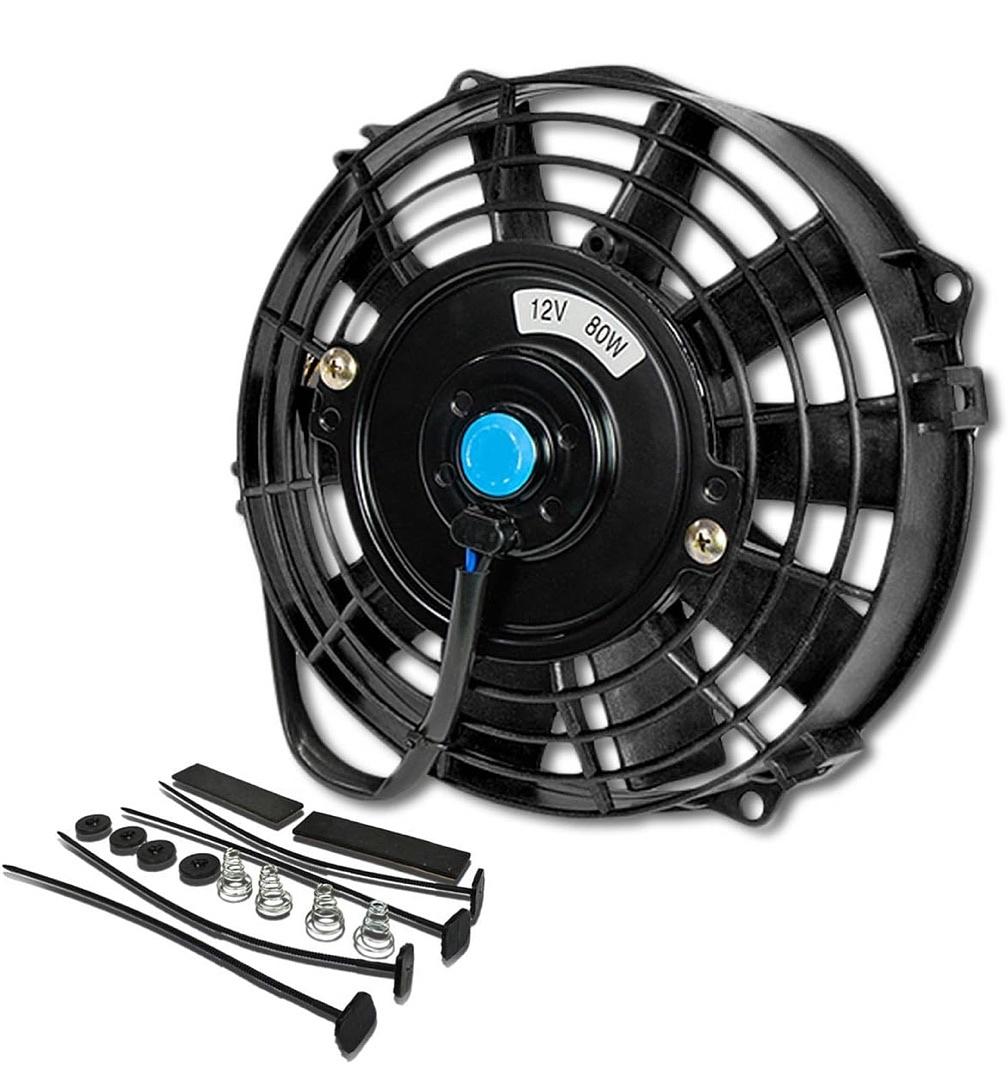 7 Inch High Performance Electric Cooling Slim Radiator Fan with Mount Kit, Black
