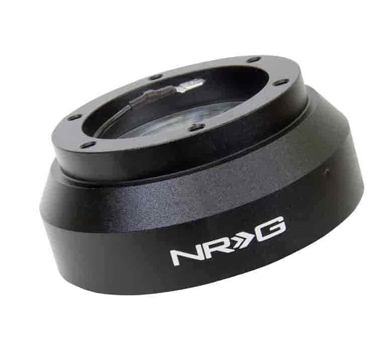 NRG INNOVATIONS RACING STYLE STEERING WHEEL QUICK RELEASE SHORT HUB ADAPTER, 6 X 70MM BOLT PATTERN, BLACK BODY