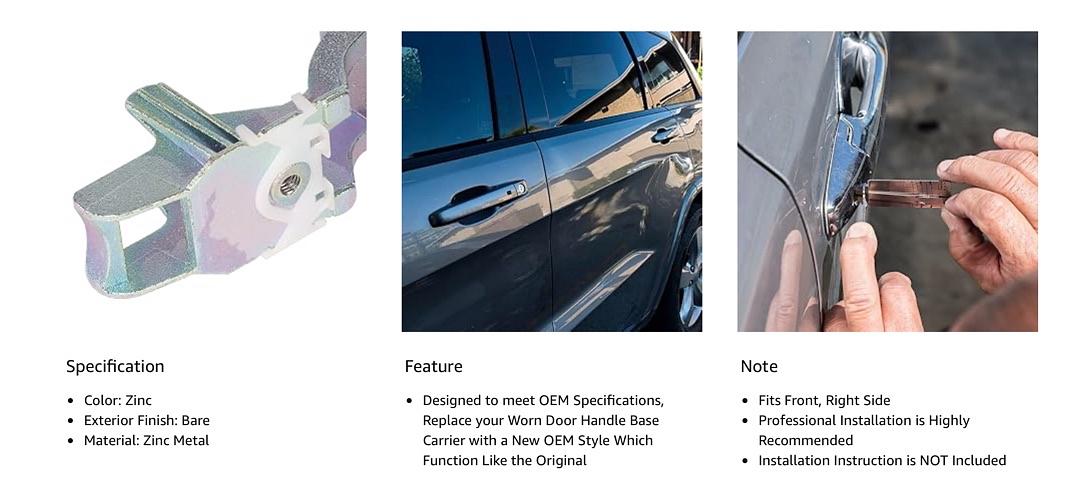 99-06 VOLKSWAGEN GOLF / 2007 GOLF CITY / 99-10 JETTA / 98-02 PASSAT , ZINC FRONT RIGHT SIDE OUTER DOOR HANDLE BASE COMPATIBLE WITH