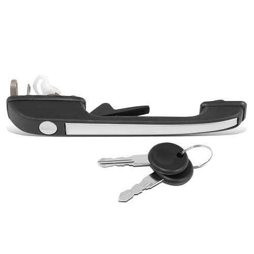 FRONT PASSENGER SIDE OUTER DOOR HANDLE COMPATIBLE WITH 80-87 AUDI 4000 QUATTRO COUPE QUATTRO, W/KEY SET, BLACK/CHROME,