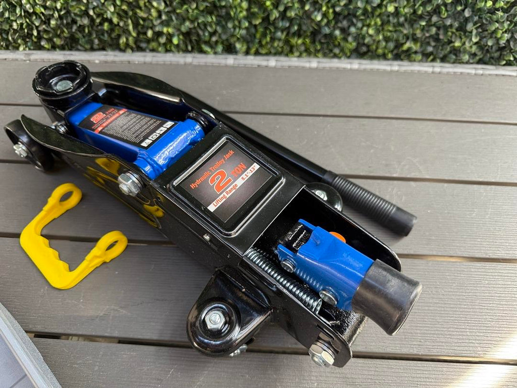 Low Profile Hydraulic Trolley Service/Floor Jack, 2 Ton (4000 lbs) Capacity, Lifting Range 5.1"-13", Blue