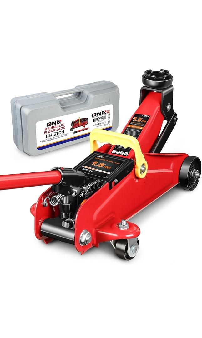 1.5 Ton Low Profile Hydraulic Trolley Service/Floor Jack, (3000 lbs) Capacity, Lifting Range 5.3"-12",Red