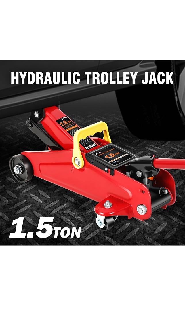 1.5 Ton Low Profile Hydraulic Trolley Service/Floor Jack, (3000 lbs) Capacity, Lifting Range 5.3"-12",Red