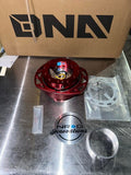 GEN 2.0 STEERING WHEEL QUICK RELEASE KIT ADAPTER RED BODY RED CUTOUT RING 6X70MM & 6X74MM BOLT PATTERN