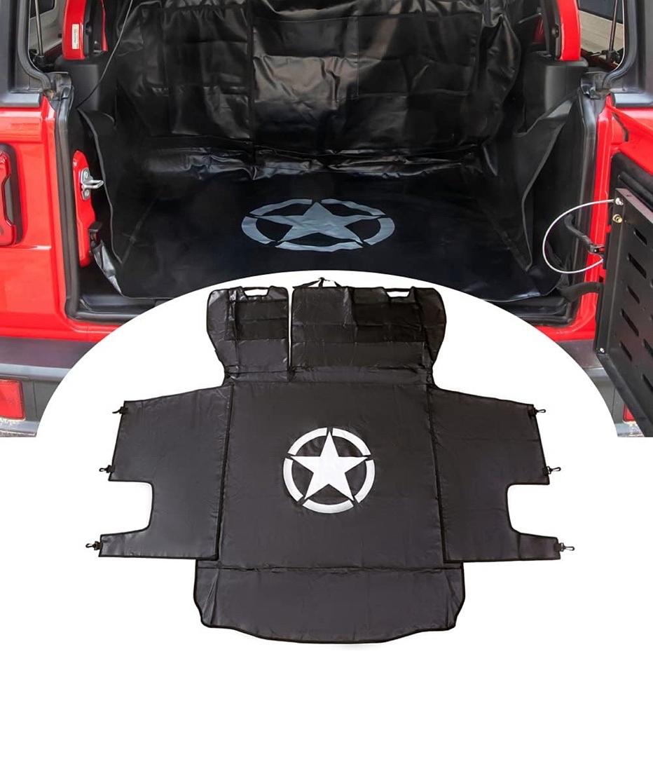 VFZZ BESTAOO DOG CARGO LINER FOR JEEP WATERPROOF PET DOG TRUNK FOR 07-25 JEEP WRANGLER JK JL 4-DOOR HEAVY DUTY OXFORD NONSLIP DOG TRUNK CARGO PROTECTOR WASHABLE DOG SEAT COVER (STAR)
