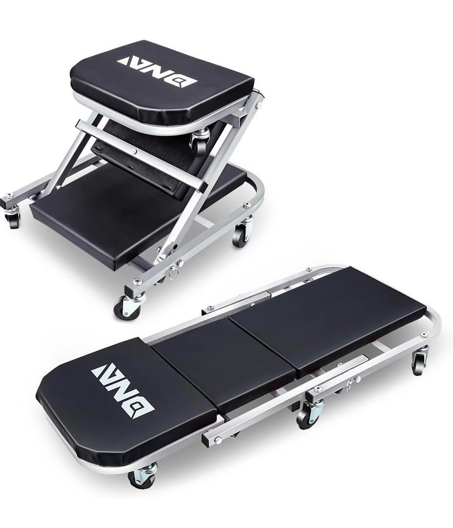 36 INCHES 2 IN 1 ROLLING FOLDING CAR CREEPER/SEAT 6 PCS 2" CASTERS 150KG WEIGHT CAPACITY