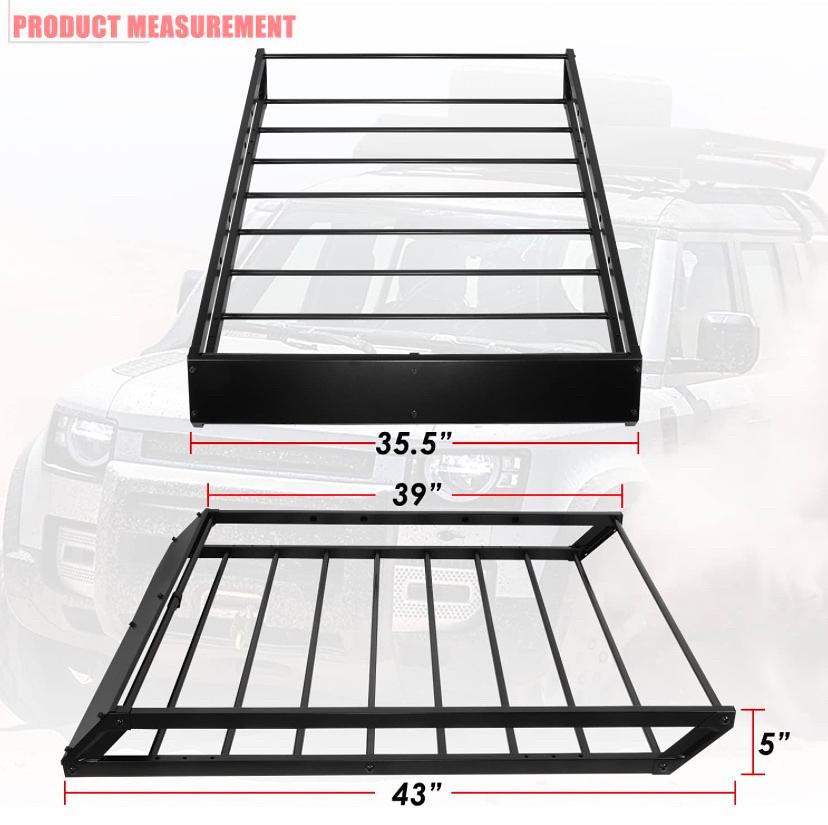 UNIVERSAL TUBULAR BAR/BOX FRAME ROOFTOP CARGO CARRIER BASKET WITH WIND FAIRING, 143 LBS MAX LOAD