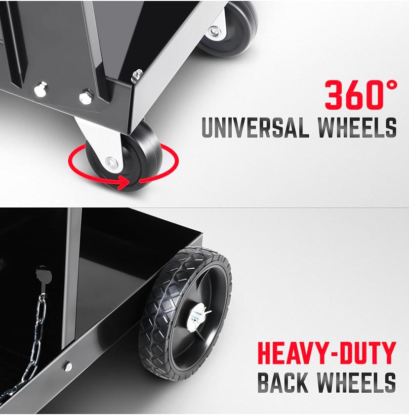 HEAVY-DUTY 3 LAYERS LARGER STORAGE 360° SSWIVEL WHEELS AND STORGE SAFETY CHAINS WELDING CART WITH TROLLEY HANDLE DESIGN,BLACK