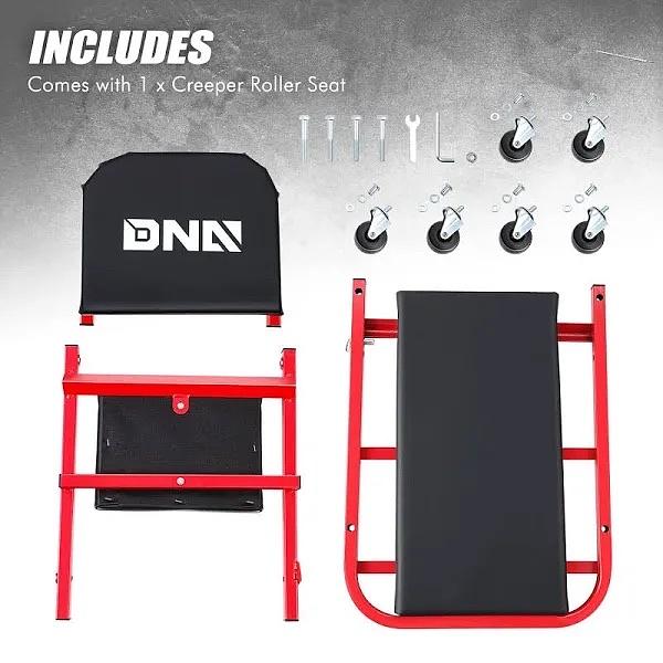 40 INCHES 2 IN 1 ROLLING FOLDING CAR CREEPER/SEAT, 6 PCS 2" CASTERS, 150KG WEIGHT CAPACITY, RED
