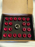 20PCS CLOSED END DESIGN M12 X 1.25 ALUMINUM ALLOY WHEEL LUG NUTS + DEEP DRIVE EXTENSION ADAPTER, 20MM OD/50MM HEIGHT (PINK)