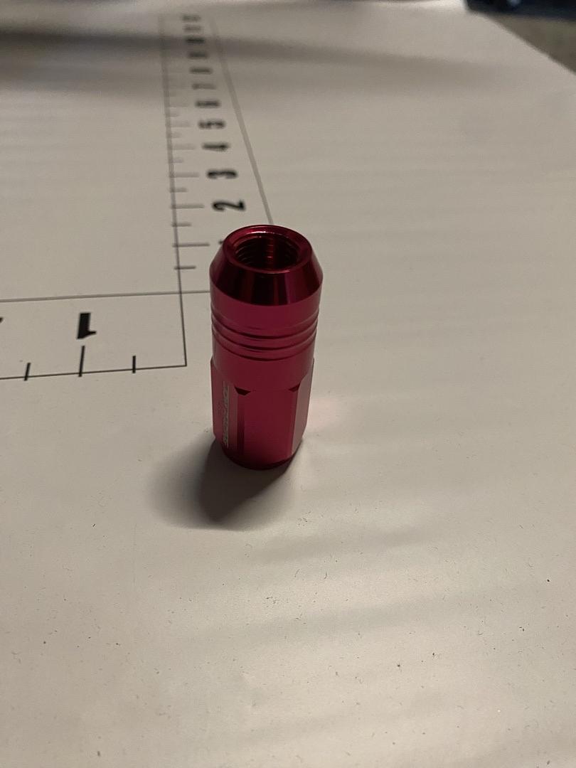 20PCS CLOSED END DESIGN M12 X 1.25 ALUMINUM ALLOY WHEEL LUG NUTS + DEEP DRIVE EXTENSION ADAPTER, 20MM OD/50MM HEIGHT (PINK)