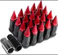 M12 X 1.5 OPEN / CLOSED END 16PC ALUMINUM ALLOY WHEEL LUG NUTS + 4 X LOCK NUT + 1 X KEY (BLACK LUG / RED CAP)