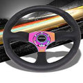 BLACK LEATHER/NEO CHROME SPOKE 350MM 2.5" DEEP RST-023MC-R NRG STEERING WHEEL