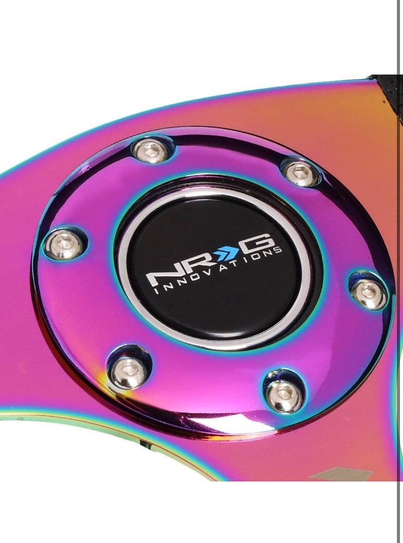 BLACK LEATHER/NEO CHROME SPOKE 350MM 2.5" DEEP RST-023MC-R NRG STEERING WHEEL