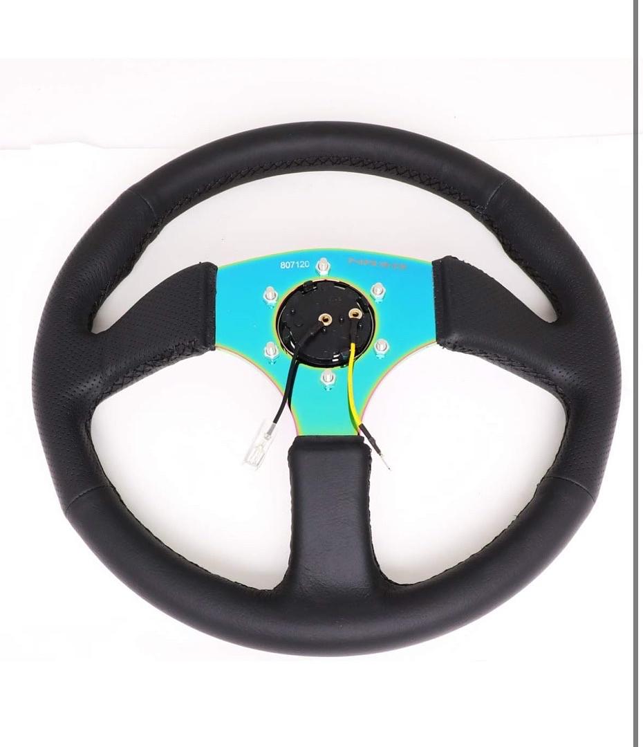 BLACK LEATHER/NEO CHROME SPOKE 350MM 2.5" DEEP RST-023MC-R NRG STEERING WHEEL