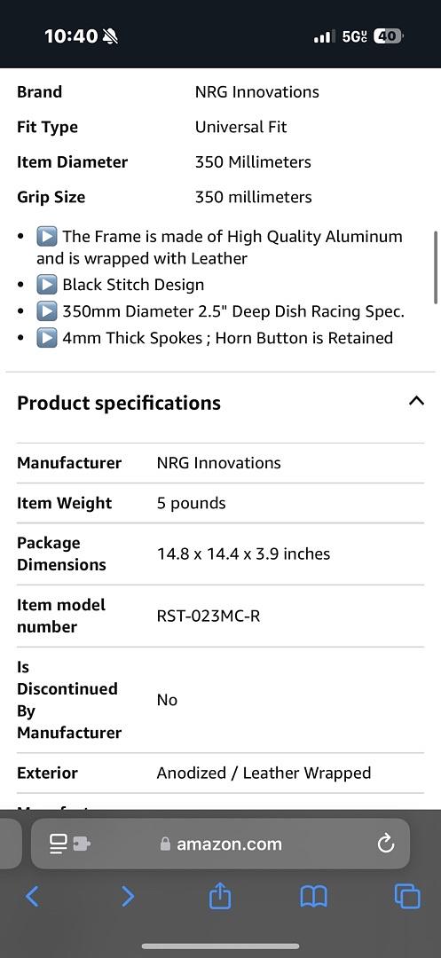BLACK LEATHER/NEO CHROME SPOKE 350MM 2.5" DEEP RST-023MC-R NRG STEERING WHEEL