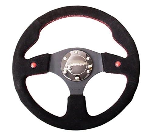 NRG INNOVATIONS NRG-RST-007S REINFORCED STEERING WHEEL- 320MM SPORT STEERING WHEEL WITH BLACK SOFT SUEDE WRAPPED WITH RED STITCHING