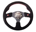 NRG INNOVATIONS NRG-RST-007S REINFORCED STEERING WHEEL- 320MM SPORT STEERING WHEEL WITH BLACK SOFT SUEDE WRAPPED WITH RED STITCHING
