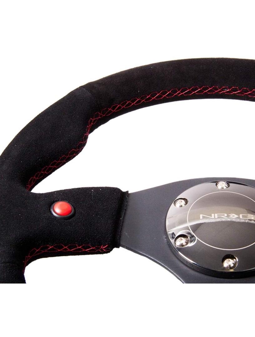 NRG INNOVATIONS NRG-RST-007S REINFORCED STEERING WHEEL- 320MM SPORT STEERING WHEEL WITH BLACK SOFT SUEDE WRAPPED WITH RED STITCHING