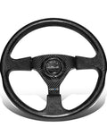 350MM OD FULL CARBON FIBER 3 SPOKE STEERING WHEEL, 6 X 70 PCD, FLAT DISH,GLOSS BLACK