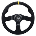 STEERING WHEEL 3-SPOKE ALCANTARA ULTRA SUEDE REINFORCED STEERING WHEEL W YELLOW