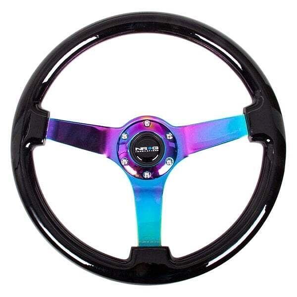 3-SPOKE CLASSIC BLACK WOOD GRAIN REINFORCED STEERING WHEEL W NEO CHROME SPOKES