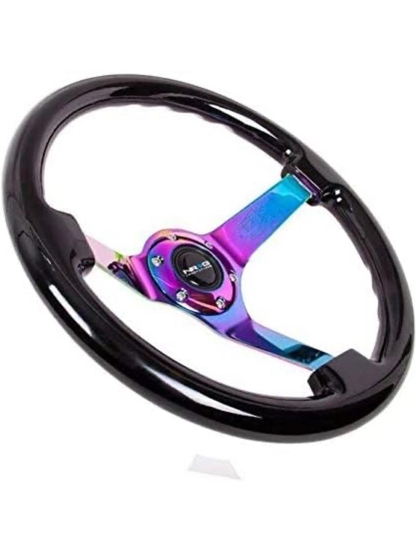 3-SPOKE CLASSIC BLACK WOOD GRAIN REINFORCED STEERING WHEEL W NEO CHROME SPOKES