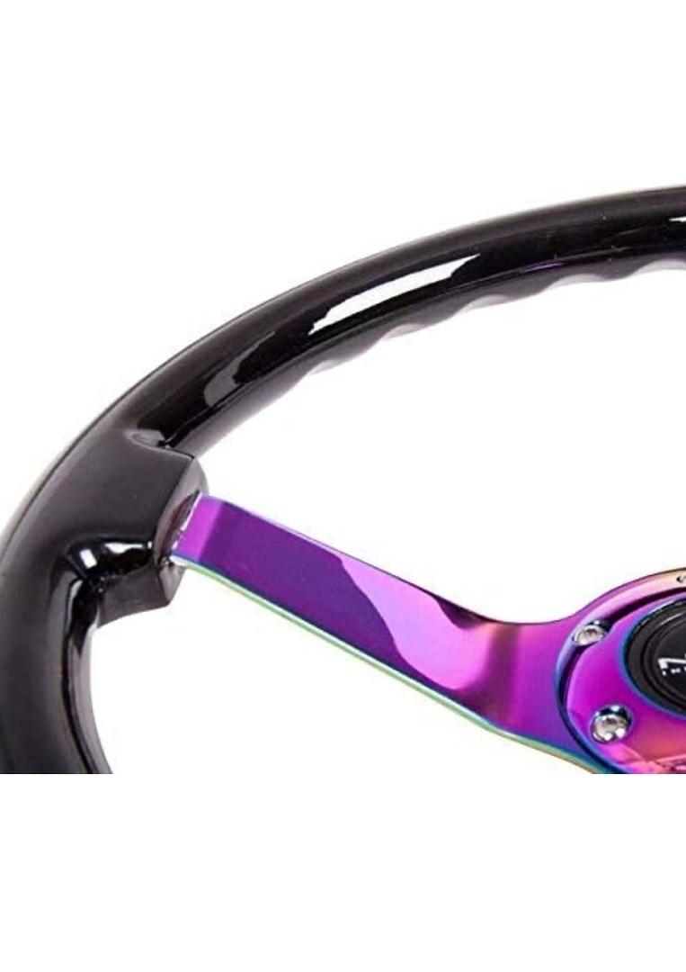 3-SPOKE CLASSIC BLACK WOOD GRAIN REINFORCED STEERING WHEEL W NEO CHROME SPOKES
