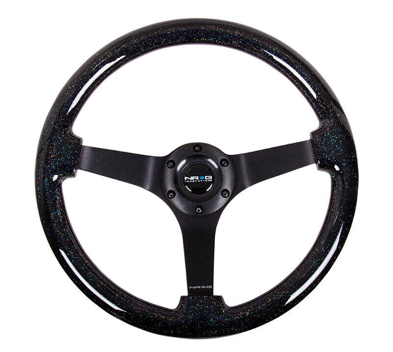 NRG 350MM REINFORCED STEERING WHEEL - CLASSIC BLACK SPARKLE WOOD GRAIN