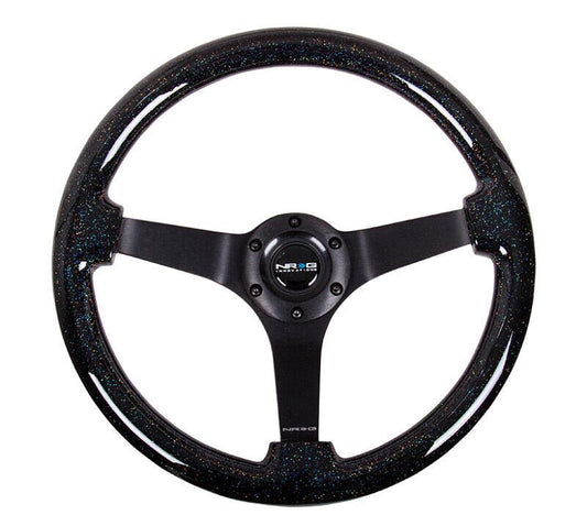 NRG 350MM REINFORCED STEERING WHEEL - CLASSIC BLACK SPARKLE WOOD GRAIN