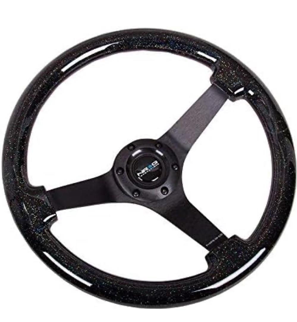 NRG 350MM REINFORCED STEERING WHEEL - CLASSIC BLACK SPARKLE WOOD GRAIN