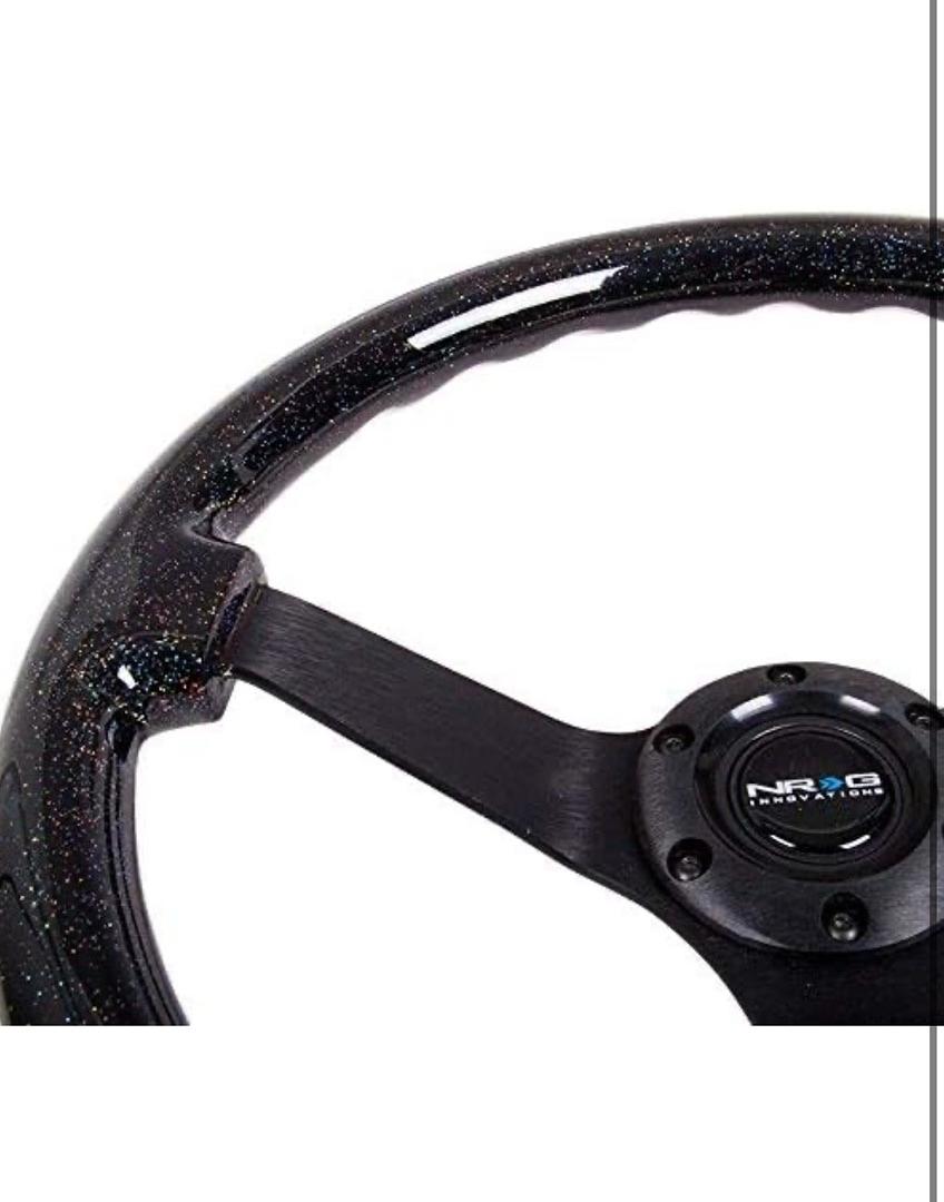 NRG 350MM REINFORCED STEERING WHEEL - CLASSIC BLACK SPARKLE WOOD GRAIN