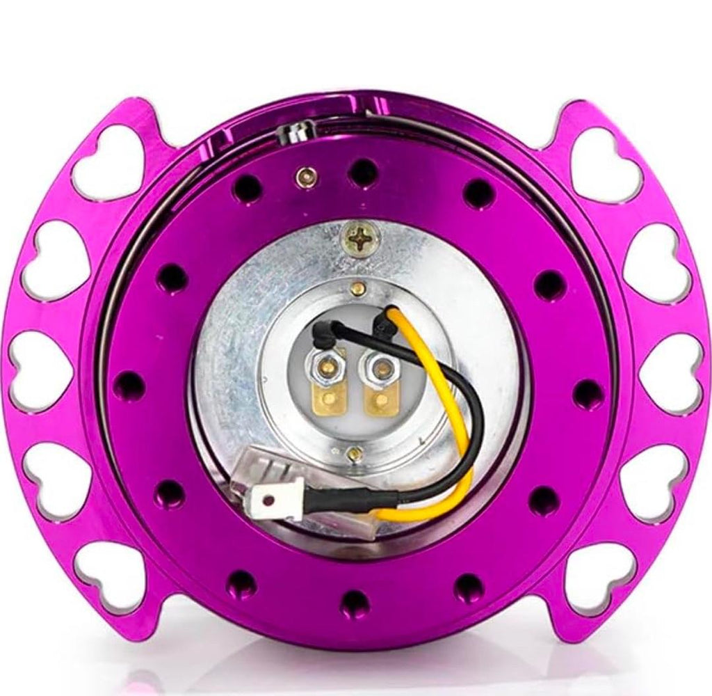NRG INNOVATIONS GEN 2.0 STEERING WHEEL QUICK RELEASE KIT ADAPTER PURPLE BODY/PURPLE HEART CUTOUT RING 6X70MM & 6X74MM BOLT PATTERN