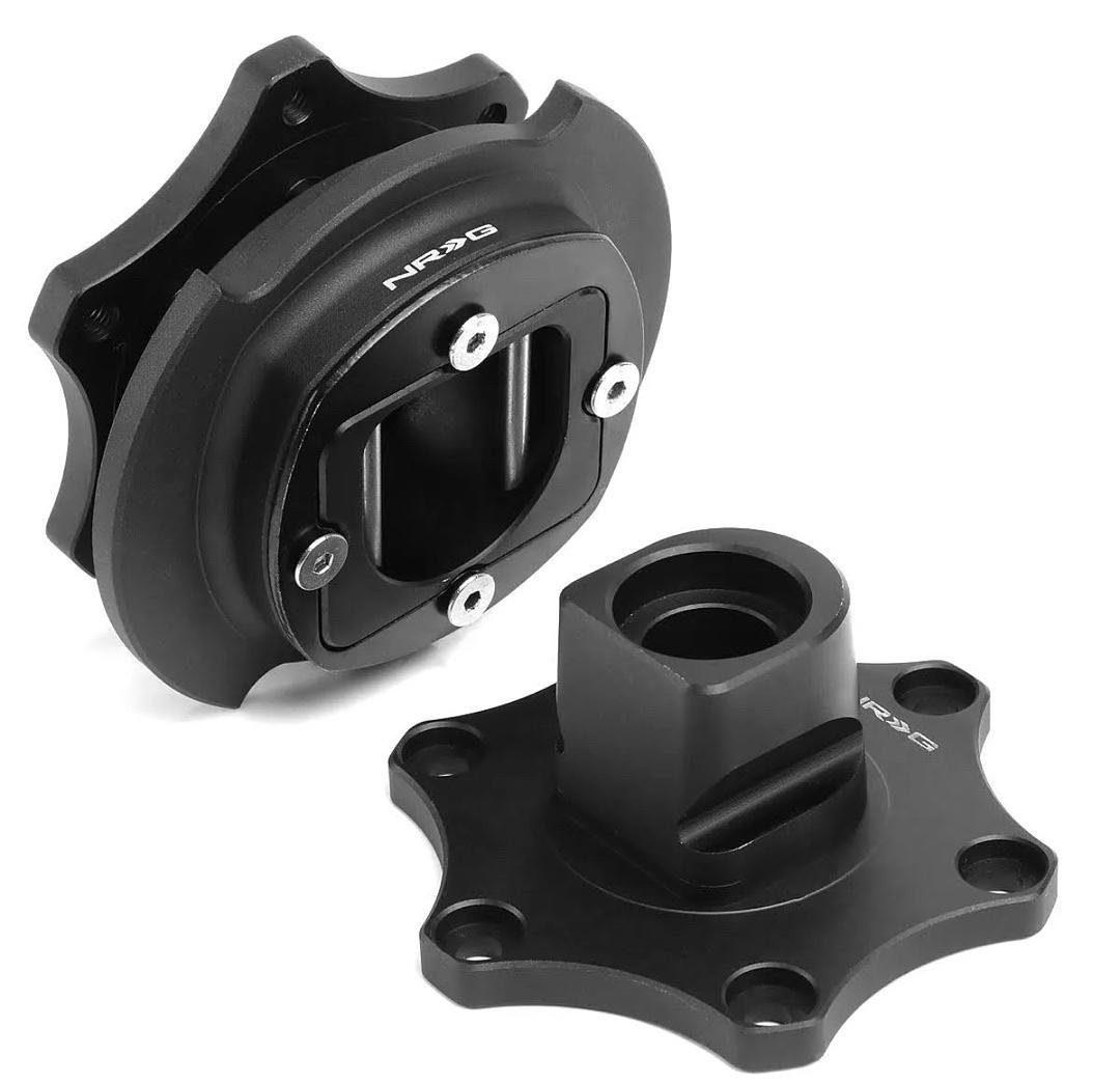 SFI 42.1/6- BOLT STEERING WHEEL QUICK RELEASE ADAPTER, MATTE BLACK
