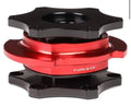 SFI 42.1/6- BOLT STEERING WHEEL QUICK RELEASE ADAPTER, BLACK QUICK RELEASE/RED RING