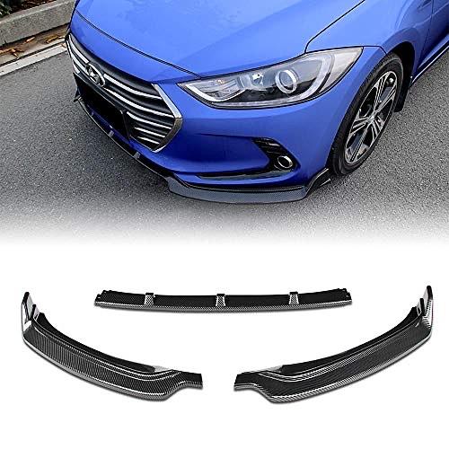 CARBON FIBER PRINT FRONT BUMPER BODY KIT LIP 3PCS COMPATIBLE WITH 2017-2018 ELANTRA