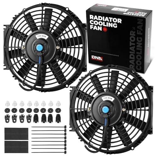 10 Inch High Performance Electric Cooling Slim Radiator Fan with Mount Kit, Black, 2PCS
